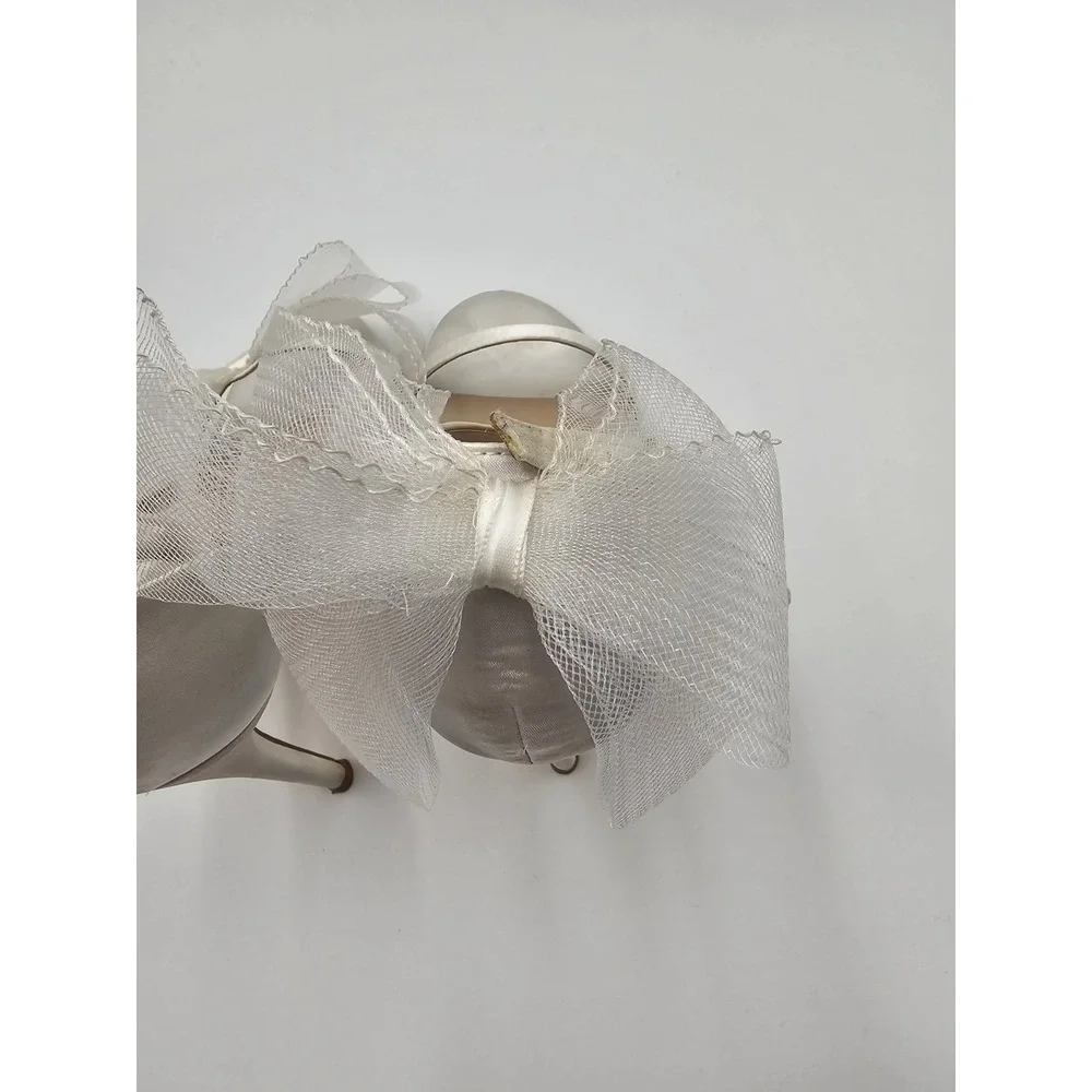 White Bride Wedding Shoes With bow‎ Size 9.5